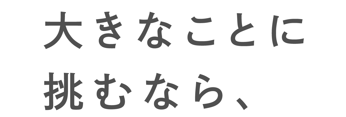 大きなことに挑むなら、